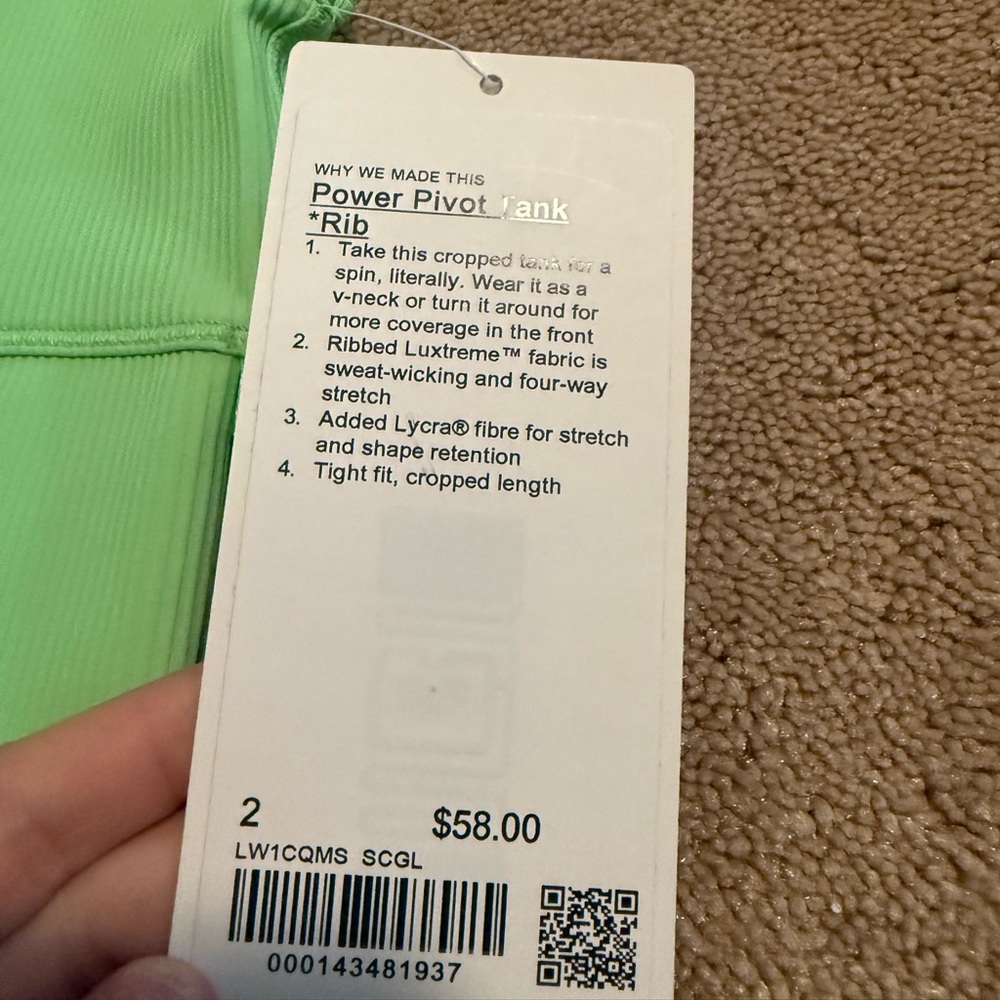 NWT lululemon tank top size 2 - Picture 2 of 4